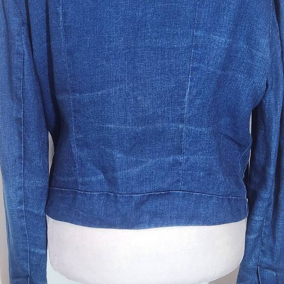 Day Birger et Mikkelsen Blue Chambray Distressed Linen Jacket Size Small 36 - Picture 8 of 11